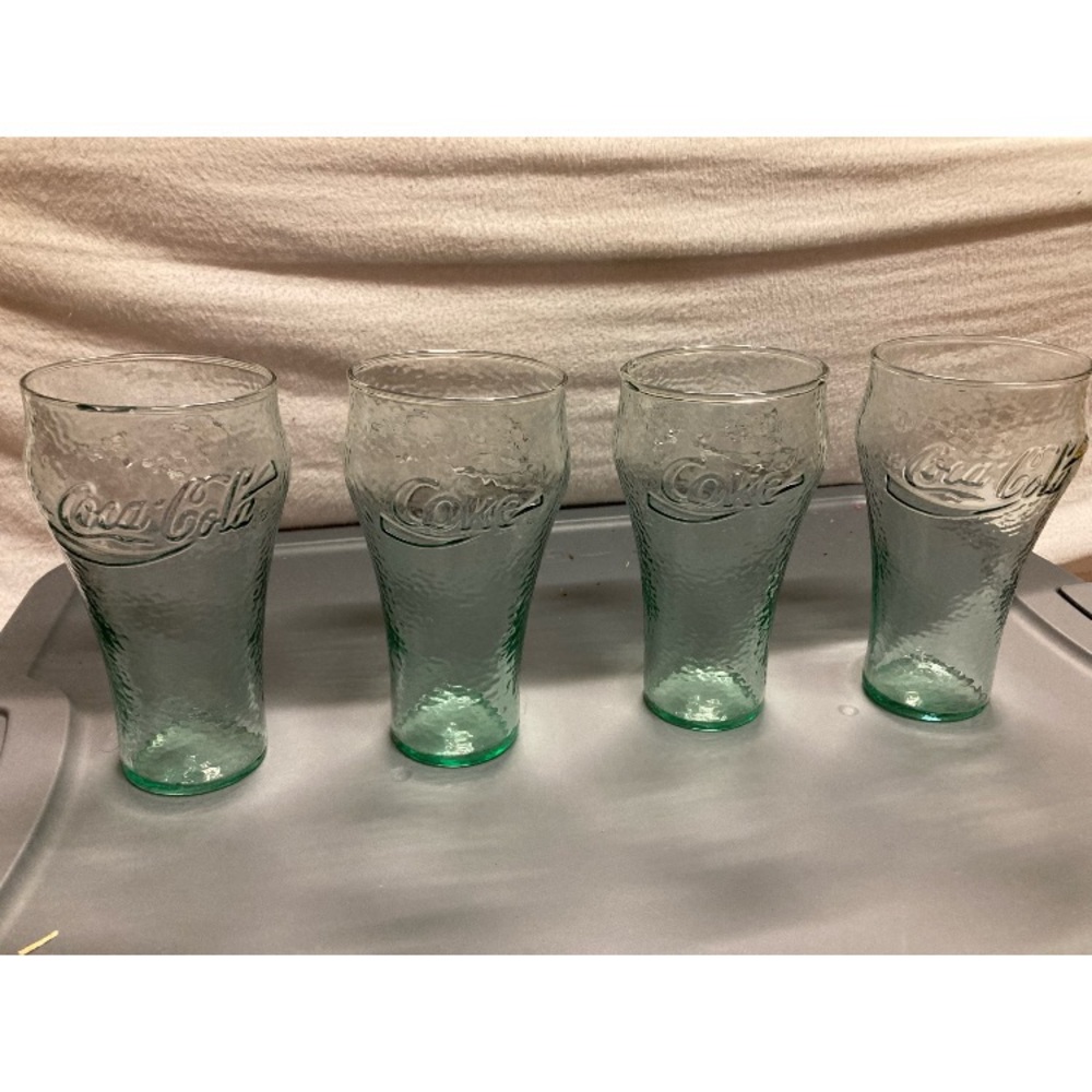 Vintage CocaCola Pebble Textured Glass Lot Of 4